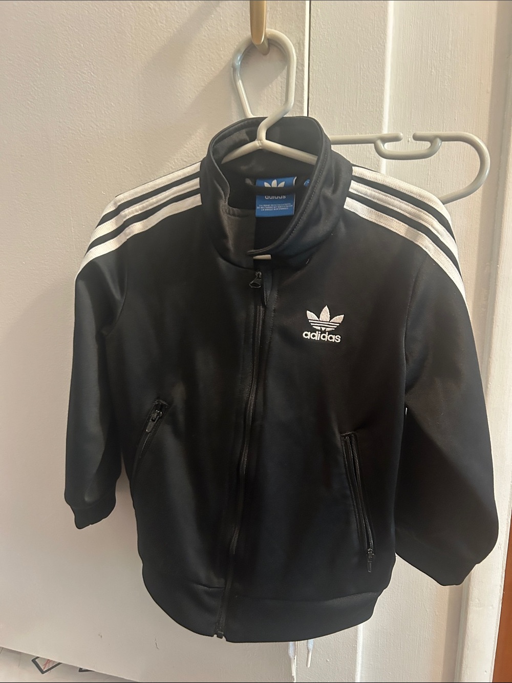 adidas Black Jacket with White Shoulder Stripes